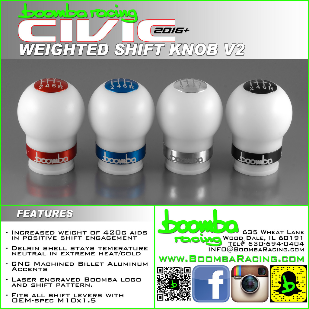 Honda Civic 10th gen Boomba Racing Weighted Shift Knobs 33919311786_968c94a4ff_b