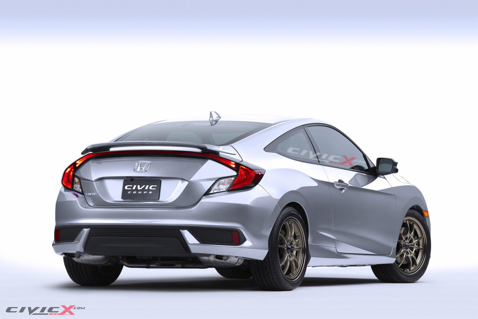 Honda Civic 10th gen 2016 Civic Coupe modified in different colors, wheels, brakes (updated w/ more angles and wheels) modified-2016-civic-coupe-aftermarketwheels-quarter-2-